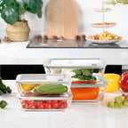 Glass Food Containers with Glass Lid, Microwave Safe Food Storage Container Set, 2 Pack of 87oz, Large Size Airtight Storage Set with Leak Proof Lids, Meal Prep Containers