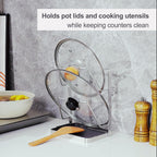 304 Stainless Steel Pot Lid Holder While Cooking, Kitchen Spoon Rest with Lid Holder for stove top, Multifunctional Kitchen Pot Lid Organizer for Countertop（Silver）