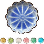 Ceramic Spoon Rest for Stove Top, Flower Cute Spoon Rest for Kitchen Counter, Cooking Spoon Holder for Kitchen Counter, Utensil Rest Spatula Rest Ladle Holder Tong Rest, 1 PC (Ice Cracks, Sapphire)