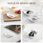 MALACASA Spoon Rest, Large Spoon Rests for Stove Top, Porcelain Spoon Holder for Kitchen Counter, Utensils Rests, Cooking Spoon Holders for Spatula Ladle Tongs, Ivory White, Series REGULAR