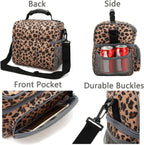 FlowFly Double Layer Cooler Insulated Lunch Bag Adult Lunch Box Large Tote Bag for Men, Women, With Adjustable Strap,Front Pocket and Dual Large Mesh Side Pockets