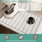 Stone Dish Drying Mat for Kitchen Counter, 24''×15'' White Marble Dishes Drying Matt Kitchen Counter, Absorbent Diatomaceous Earth Bath Quick Dry Mats for Tableware, Bottles and Cup