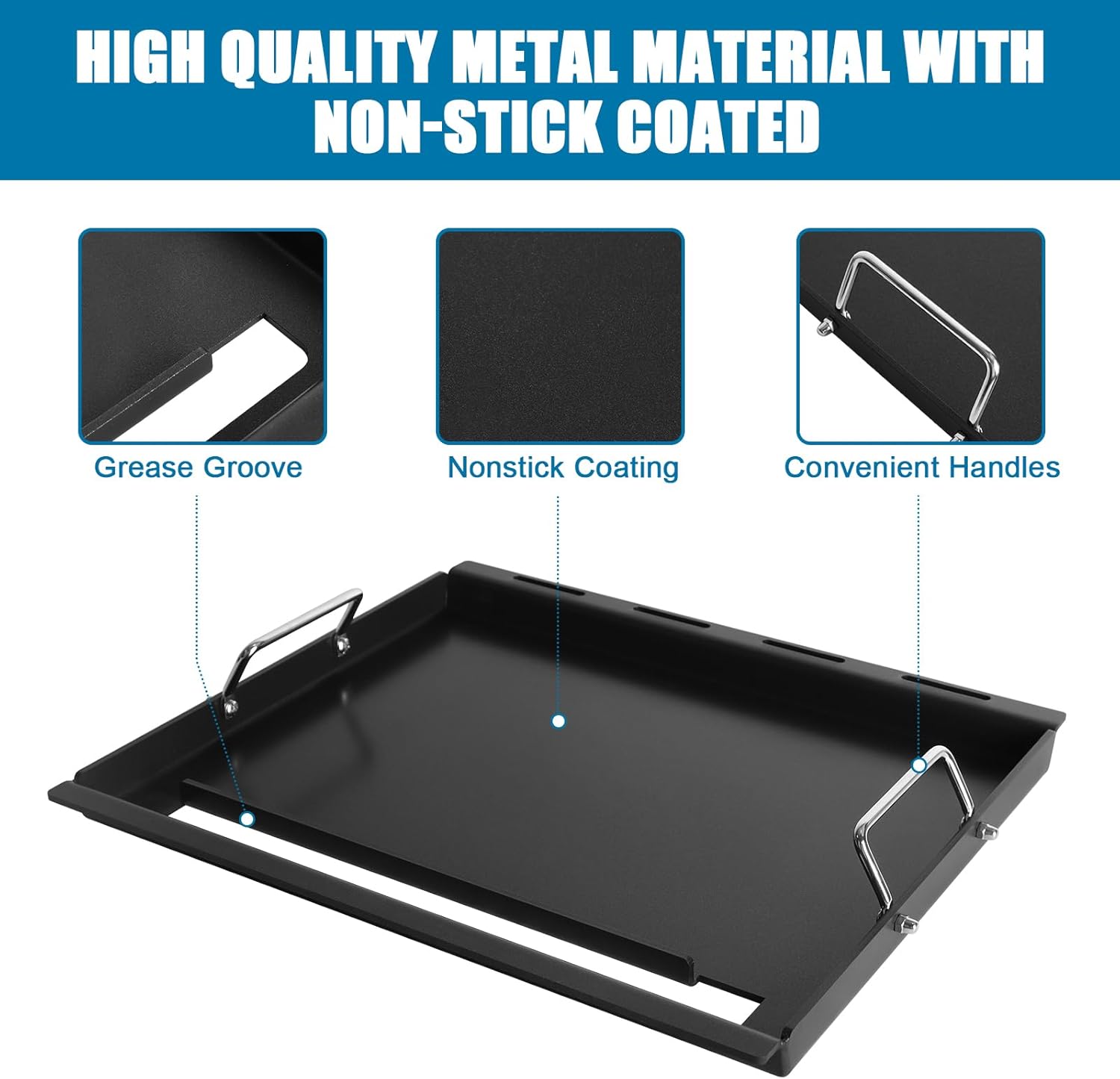 Full-Size Griddle Inserts for Weber Spirit 200 Spirit II 200 Series Grills Nonstick Flat Top Griddle with Handles for Weber Spirit E-210 E-220 S-210 S-220 GS4 Spirit II E-210 S-210 E-220 S-220 Series