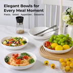 Y YHY Pasta Bowls, 27 Ounces Salad Bowls, Ceramic Serving Bowl Set of 4, 7.8 Inch Porcelain Pastes for Serving Dinner and Salad，Wide and Shallow Bowls Set, Microwave and Dishwasher Safe, White