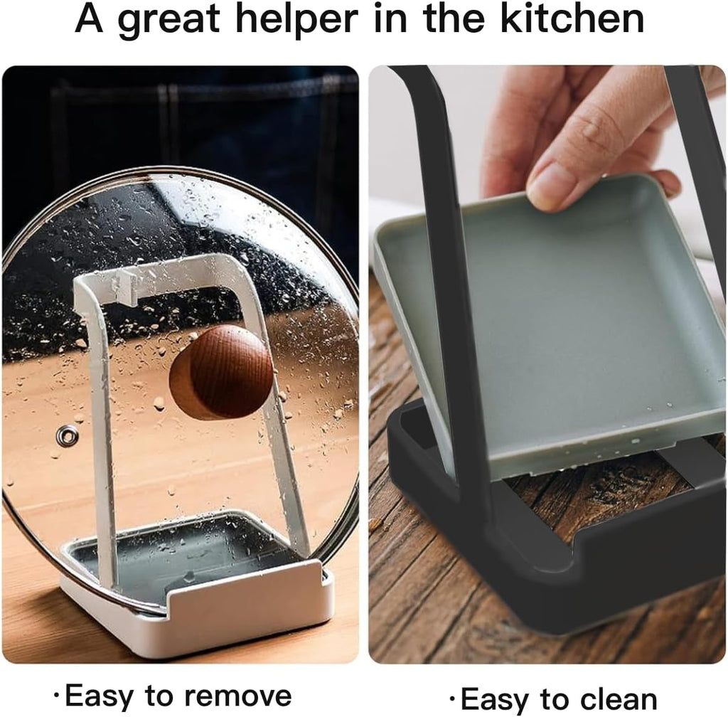Spoon Rest and Lid Holder for Stove Top – Heat-Resistant Steel Organizer for Utensils, Lids, and Tongs – Drip Tray for Kitchen Counter