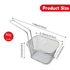 4 Pcs Mini Square Fry Baskets, 4.13×3.3×2.5inch Stainless Steel Fry Basket with Handle Steel French Fry Chip Basket French Fries Desk Food Presentation Mesh Basket Kitchen Cooking Tool