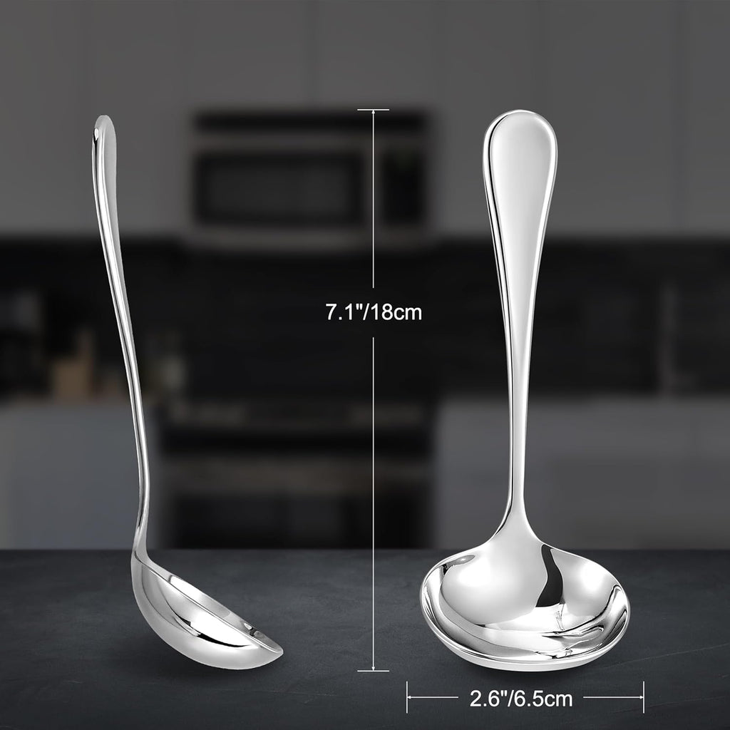 KEAWELL Premium 7.1" Verona Gravy Ladle, 18/10 Stainless Steel, Heavy-Duty with Deep Bowl, High-Polished Finish, Ergonomic Handle for Smooth Pouring, Dishwasher Safe (2, 7.1" Gravy Ladle)