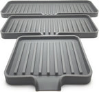 Happitasa Silicone Soap Dish Tray and Sponge Holder with Drain Chute, Pack of 2 | Bathroom and Kitchen Sink Organizer Caddy (Grey, 5.2"x4", 7.2 Ounces)