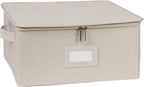 Covermates Keepsakes Dish Storage Box - Stackable, Reinforced Handles, China Storage, Beige Heather
