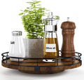 Farmhouse Oak 10" Lazy Susan Turntable Organizer for Cabinet, Round Wooden Lazy Susan Organization and Storage for Dining Table, Pantry, Kitchen, Countertop, Cupboard,Home Decor, Walnut Wood