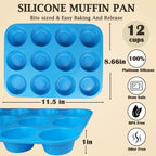 12 Cups Silicone Mini Muffin Pan Set, Nonstick Mini Cupcake Pans, BPA Free Small Muffin Tin for Baking, Set of 2 (Blue+Purple)