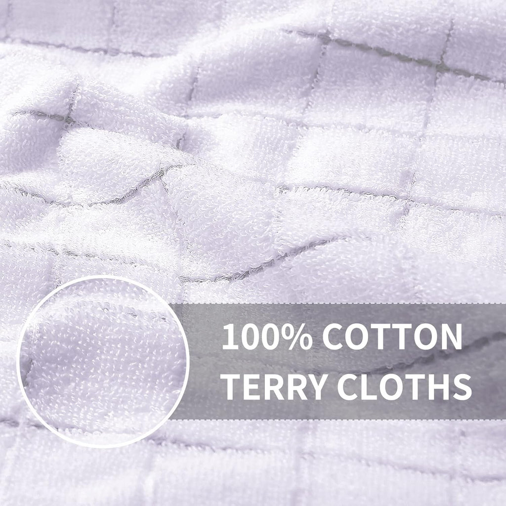 Homaxy 100% Cotton Terry Kitchen Towels(White, 13 x 28 inches), Checkered Designed, Soft and Super Absorbent Dish Towels, 6 Pack