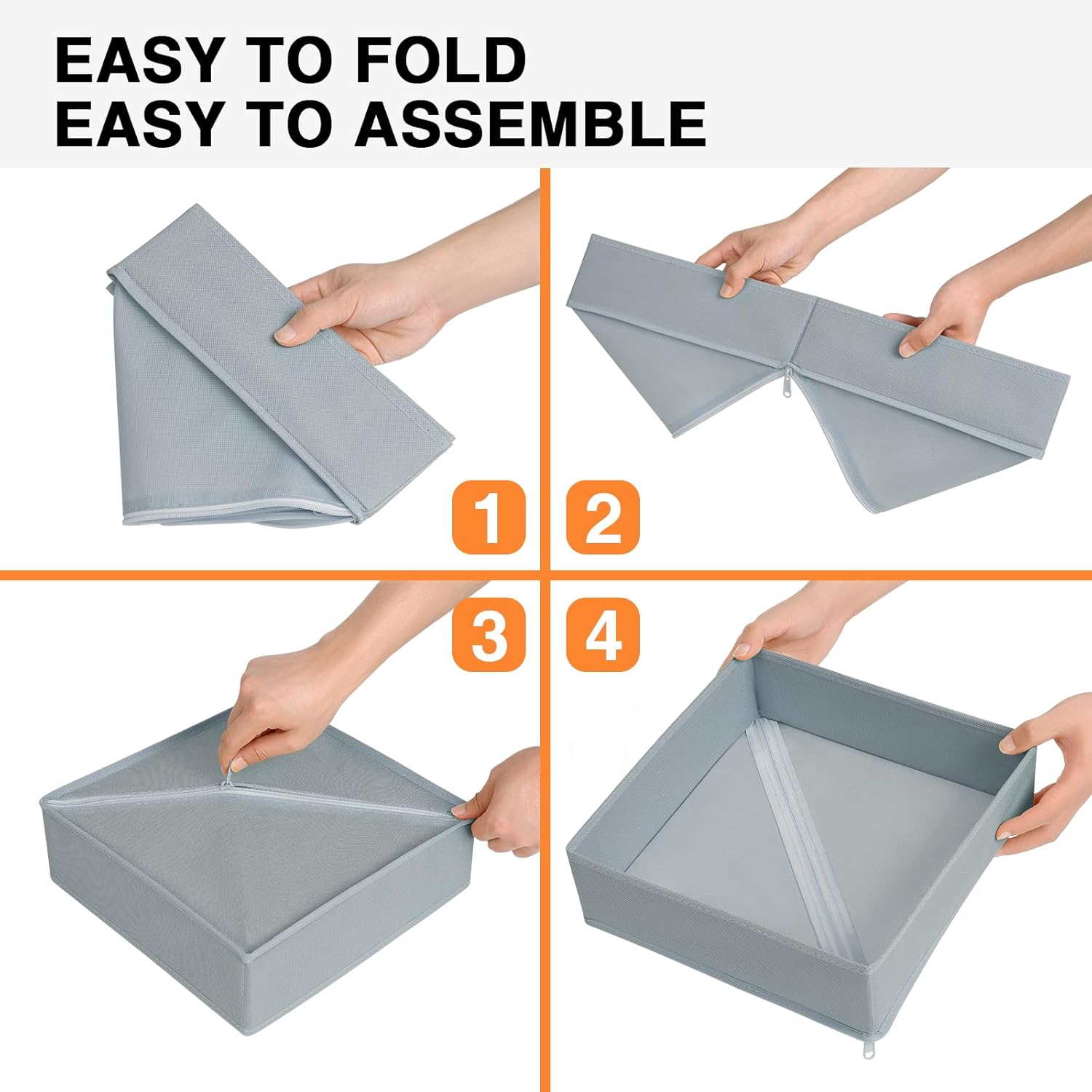 DIMJ Drawer Organizer 15 Pack - Foldable Baby Clothes Storage & Dresser Organizer for Nursery, Bedroom, Closet - Nursery Organization Dresser Dividers for underwear, Sock,Bra, Belt, Tie, Gray