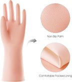 COOLJOB 2 Pairs Thickened Rubber Gloves with Cotton Lining & Non-slip Grip, Colorful Household Long Lasting Dishwashing Gloves for Kitchen & Bathroom Cleaning, Orange & Blue, Large