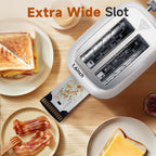 Aigostar Retro 2 Slice Toaster - Stainless Steel, Extra Wide Slots, Bagel Function, Cancel & Defrost, 6 Shade Settings, Removable Crumb Tray, White