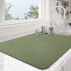 Dish Drying Mat for Kitchen Counter | Coffee Bar Mat for Countertops | Heat Resistant Drainer Mat with Non-slip Rubber Backed | Hide Stain Kitchen Absorbent Draining Mat | Green 18"x28"