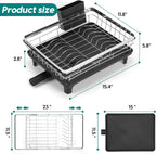 MERRYBOX Sink Dish Drying Rack, Expandable Stainless Steel Dish Drying Rack in Sink/Over The Sink with Large Cutlery Holder for Kitchen Counter(Adjustable 15.4" to 23" cm)
