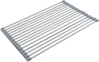 Roll Up Dish Drying Rack, Stainless Kitchen Accessories, Foldable Dish Rack, Anti-Slip Design Sink Counter Storage, Over The Sink Dish Rack, Stainless Steel, (17.5" x 12") Gray