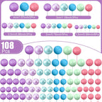 108 Pcs Balls Cake Topper DIY Cupcake Insert Foam Balloons for Cake Baking Wedding Anniversary Birthday Decoration(Bright Colors,Multi Sizes)
