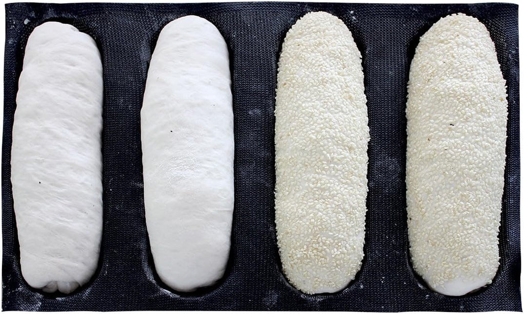 Bluedrop Silicone Bread Forms For Hot Dog Baking Molds Sandwich Making Sheet 4 Cavities 9 inches Loaf Eclair Mats