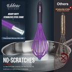 Silicone Whisk, 500°F Heat Resistant Non Scratch Coated Whisks for Cooking Baking Balloon wisk, Kitchen Whisk Tool Set, for Stirring, Beating & Blending of 3 Size 7.5"+ 9" +11 inch