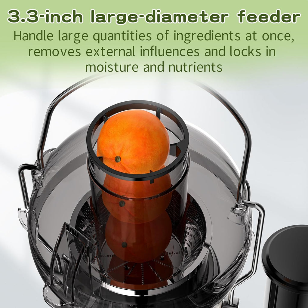 Juicer Maker,Vospeed Juicer Machines,750W juicer machines vegetable and fruit,With 3.5-Inch Wide-Mouth Feed Chute,Juice Extraction at Constant Temperature,With 1.2L Cup, BPA-Free,Easy to Clean (Black)