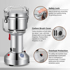 Grain Mill 300g Commercial Spice Grinder Electric 1200W Stainless Steel Pulverizer Dry Grinders for Grinding Wheat, Oats, Corn, Pepper, and Coffee Beans – Grinder for Kitchen.