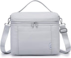 NOL Natural Organic Lifestyle Insulated Lunch Bags for Women Cooler Bag Lightweight Nylon Waterproof Lunch Box For Work (Gray White, Medium(normal))