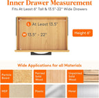 Lifewit 8 Pack Drawer Dividers Plastic 6" High, 13.5-22" Adjustable Drawer Organizers for Clothes, Expandable Dresser Separators in Bedroom/Bathroom/Kitchen/Fridge/Office Organization and Storage