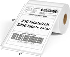 FungLam 4"X6" Thermal Shipping Labels, 5000 Labels, 20 Rolls, Compatible with Rollo, Munbyn, iDPRT Thermal Printers