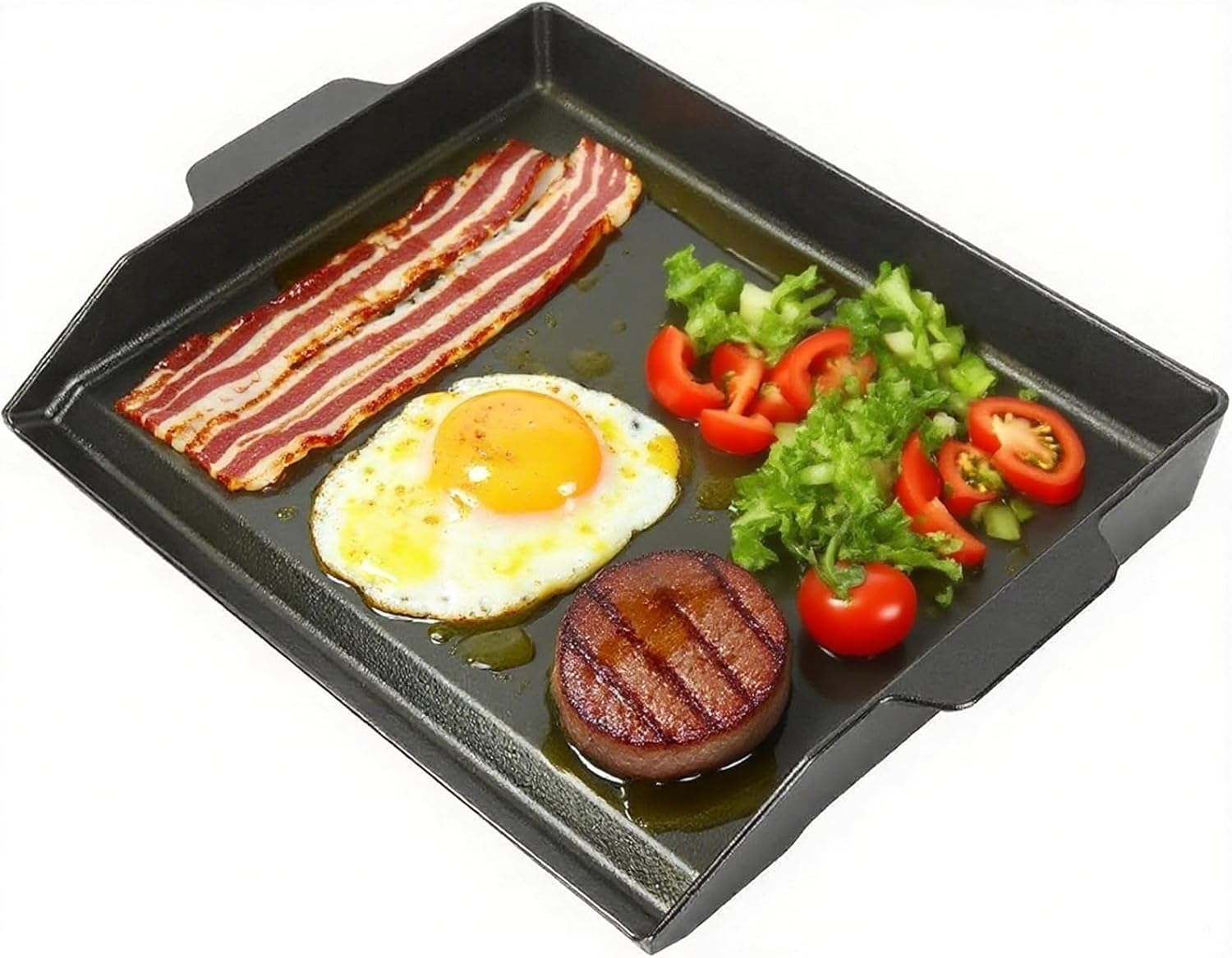 Universal Cast Iron Cooking Griddle Insert,Pre-Seasoned Nonstick Coating Griddle Pan for Gas Grill,BBQ Flat Top Grill Plate with High Sidewalls for All Grills and 4 Burner Range Oven,18.5"x14"