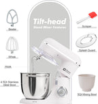 Kitchen in the box Stand Mixer, 5QT+4.5QT Two bowls Electric Food Mixer, 10 Speeds 3-IN-1 Kitchen Mixer for Daily Use with Egg Whisk,Dough Hook,Flat Beater (Frost White, 5QT)
