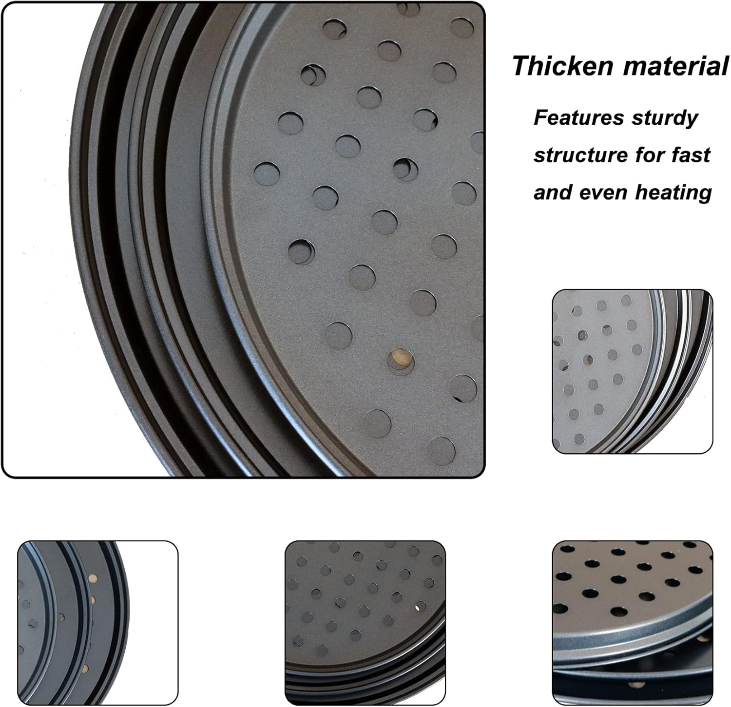 Baking Steel Pizza Pan with Holes, Round Pizza Pan for Oven, 9 Inch, 11 Inch, 12 Inch Bakeware Pizza Tray, Nonstick Baking Supplies Home Kitchen Steel Crisper Pizza Pan Set (3 Pcs)