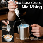 DSP Handheld Milk Frother Rechargeable, Electric Whisk for Coffee, 2 Stirring Rods 3 Speed Adjustable, Low Noise Drink Whisk for Lattes, Matcha, Hot Chocolate, Egg (Blizzard White)