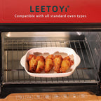 LEETOYI Ceramic Small Baking Dish, Porcelain 2-Piece Rectangular Bakeware with Double Handle, Baking Pans for Cooking and Cake Dinner 7.5"×5 (White)