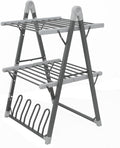 Electric Heated Clothes Drying Rack,Foldable Heated Garment Dryer with Timer Shut-Off Laundry Rack for Clothes Shoes Socks,Aluminum Alloy,Space Gray,Plug & Play,(39.37x25.98x23.82in)