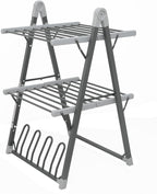 Electric Heated Clothes Drying Rack,Foldable Heated Garment Dryer with Timer Shut-Off Laundry Rack for Clothes Shoes Socks,Aluminum Alloy,Space Gray,Plug & Play,(39.37x25.98x23.82in)