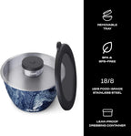S’well Stainless Steel 64oz Salad Bowl Kit, Azurite Color, Includes 2oz Condiment Container and Removable Tray, Leak-Proof, Easy to Clean, Dishwasher Safe