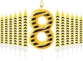 13 Pcs Construction Themed Birthday Candles Set Yellow and Black Number 8 Candle Cake Topper for Construction Party Decoration Supplies (Number 8)