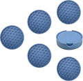 5-Piece Silicone Coasters Set with Holder - 3.9“ Non-Slip & Anti-Overflow Design for Hot/Cold Drinks | Thickened Kitchen & Living Room Decor, Housewarming Gifts for Men (Coffee, Beer, All Cup Types)