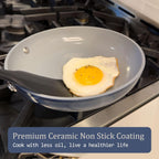 Nonstick Ceramic Frying Pan 10 Inch for Induction Cooktop - Non Toxic, PTFE/PFOA/PFAS Free, Oven & Dishwasher Safe up to 500°F - Non Stick Small Skillet with Stay-Cool Handle - Navy Blue