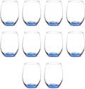 DISCOUNT PROMOS Stemless Wine Glasses in Bulk by ARC Perfection, 15 oz -10 pack, Red or White Wine Glass Drinking Set, Blue
