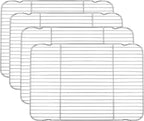 P&P CHEF Baking Cooling Rack Set for Cooking Roasting, 4-Piece Stainless Steel Wire Racks for Oven Use, Healthy & Dishwasher Safe, Rectangle, 16.6 Inch