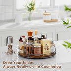 LAMU Lazy Susan Organizer, 9'' Lazy Susan Turntable for Cabinet, Table Top, Kitchen, Countertop, Bathroom, Pantry, Spice Organization, Wooden,1 Pack