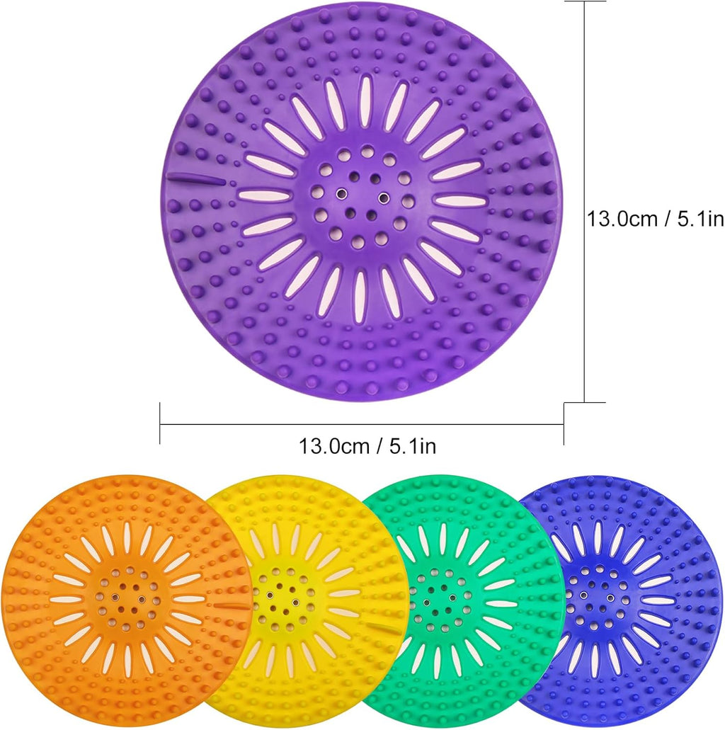 Drain Hair Catcher Durable Silicone Hair Stopper Shower Drain Covers with Iron Easy to Install and Clean Shower Drain Hair Trap Suit for Bathroom Bathtub Tub and Kitchen 5 Pack