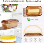 Wide Glass Butter Dish with Lid with Large capacity for Countertop Clear Crystal Butter Container with Cover for Counter Butter Keeper Tray Holder for Refrigerator