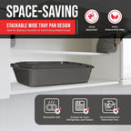 Nonstick Loaf Pan Set Pack of 4, 7" to 11" Large Baking Bread Pan, Oven Safe Up to 450°F, PFOA, PFOS, PTFE Free, Space Saving Stackable Design, Stain Resistant, Dishwasher Friendly, Gray Marble