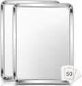 E-far Extra Large Baking Sheet, 20”x14” Stainless Steel Cookie Sheet Pan for Oven with 50 Parchment Paper, Rectangle Metal Baking Tray for Roasting, Rust Free & Heavy Duty, Dishwasher Safe-2 Pack