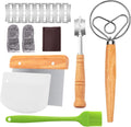Bread Making Tools Set,Danish Dough Whisk with Sourdough ScoringTool,Bread Making Tools and Supplies, Dutch Whisks for Dough, With Dough Scraper Sourdough Cutter, Pastry Brush