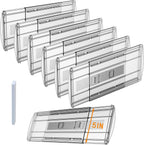6 Pack Adjustable Drawer Dividers for Clothes,5" High Expandable From 13-22" Clear Drawer Organizers, PC Plastic Separators for Dresser/Bedroom/Bathroom/Kitchen/Office Storage